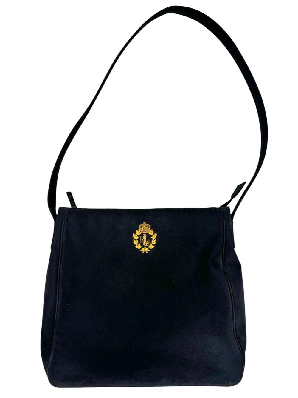 Vintage 90’s Ralph Lauren Black Nylon Bag
Gold RLL Crest Embroidered
